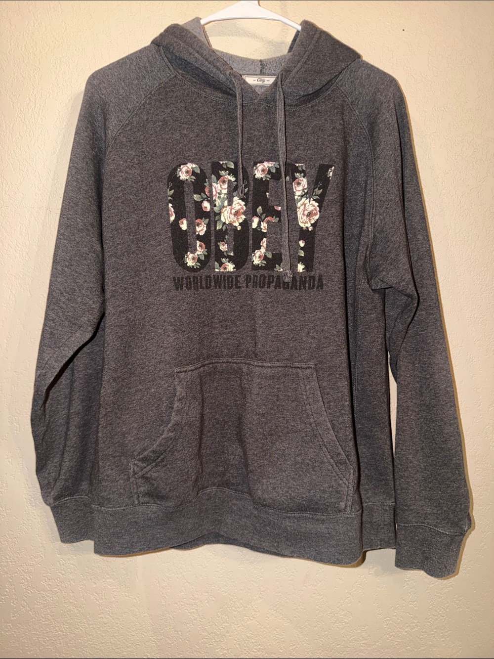 Obey Women’s Floral Logo Hoodie - Charcoal Gray